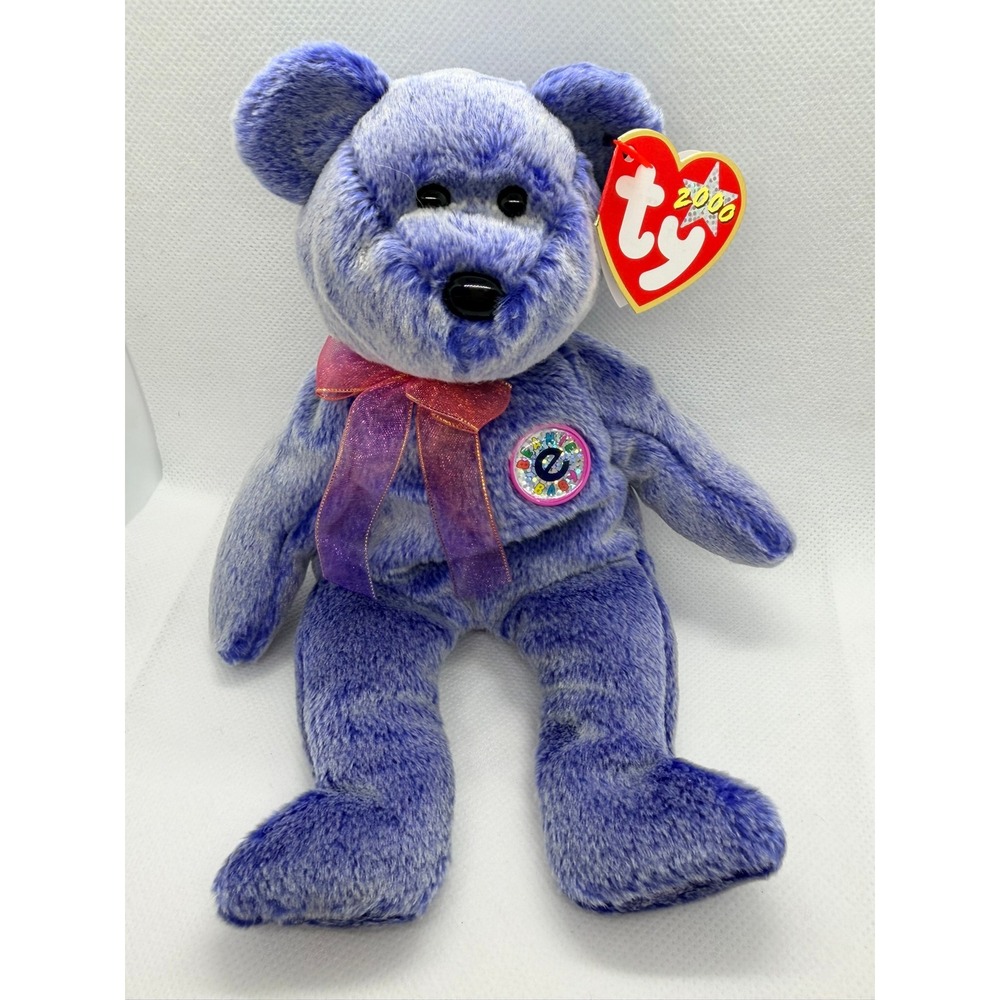Ty Beanie Baby Periwinkle Bear 2000 Blue Plush 6th Gen Swing Tag Mint Condition